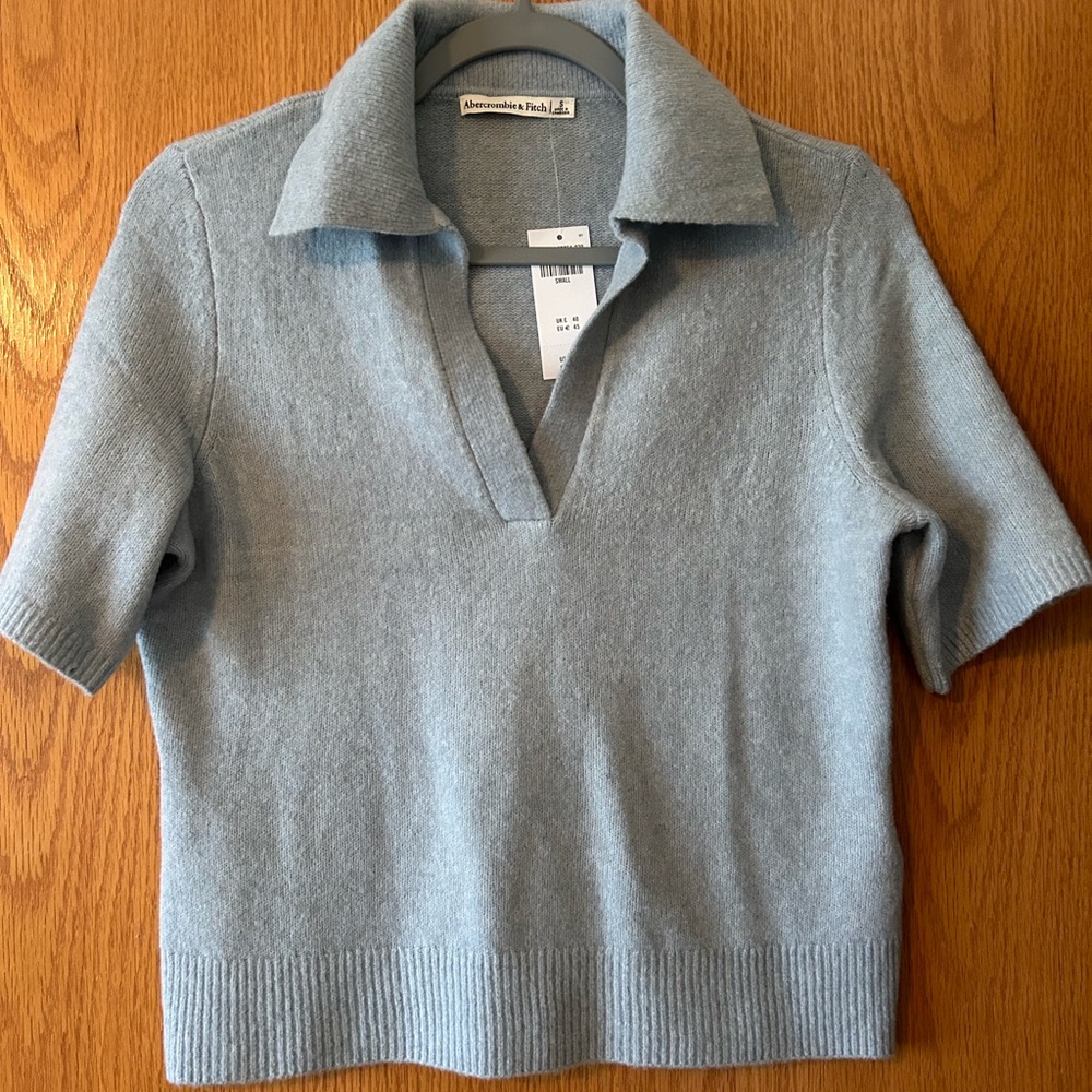 Abercrombie & Fitch Light Blue V-Neck Sweater
